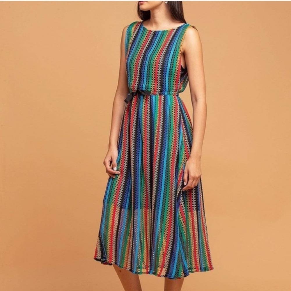 Anthropologie Eva Franco Sage multi color crochet midi dress